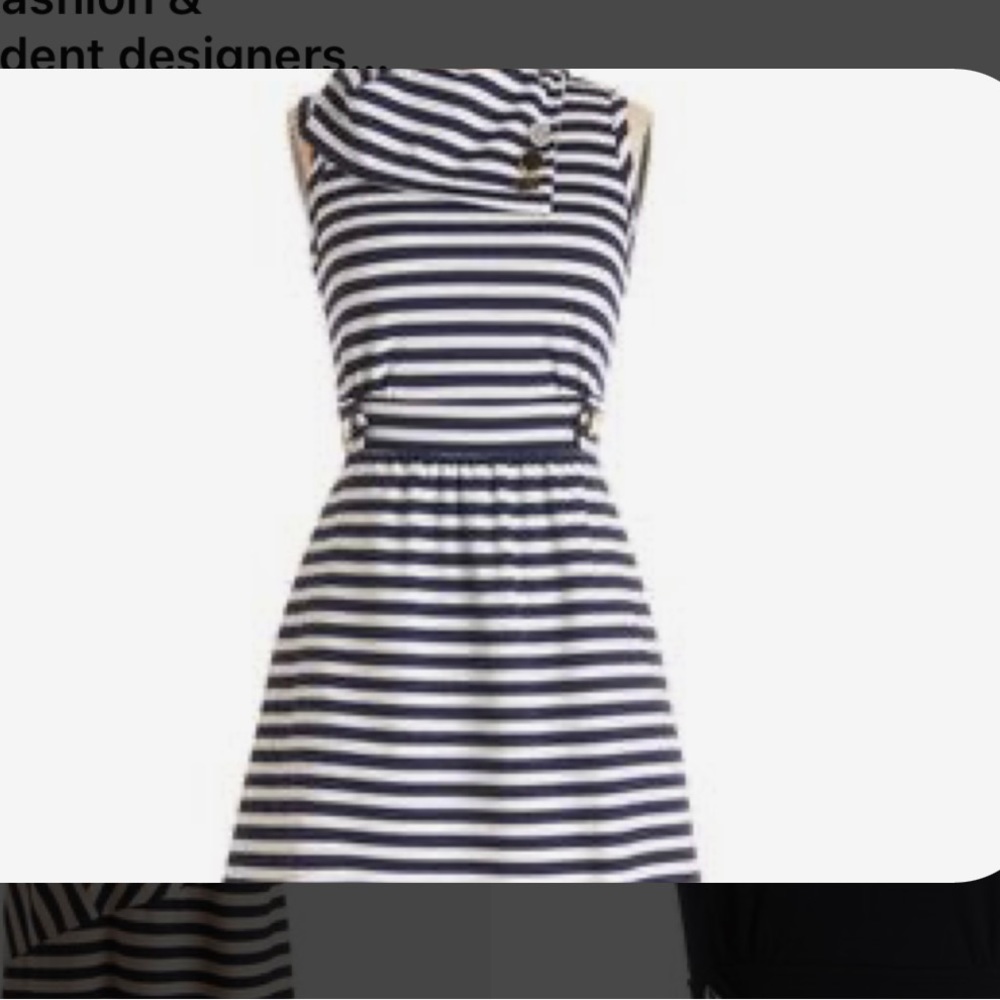 (D29) ModCloth/Monteau Navy & White Striped Coach Tour Dress